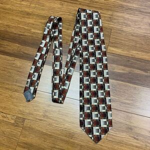 Di Moggio Men's‎ Geometric Square Pattern Silk Neck Tie Brown Metallic Designer
